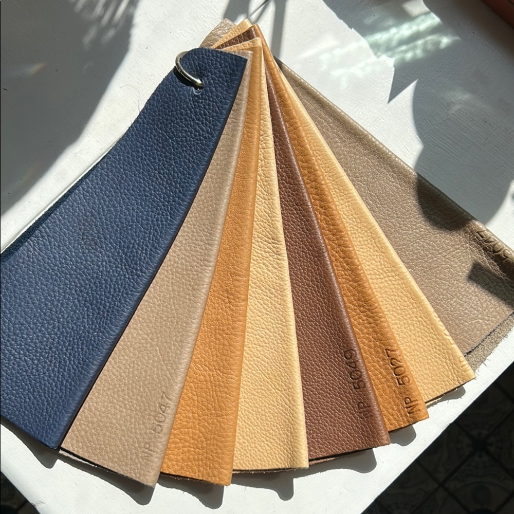Leather Swatch commercial samples Set of 8 colors are Blue, Brown,and Neutrals